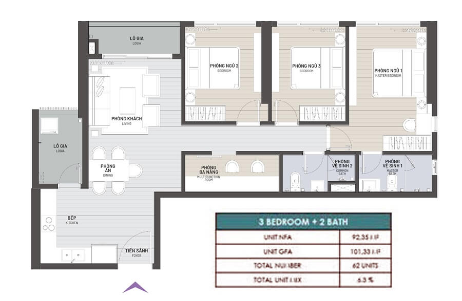 Mặt bằng thiết kế mẫu C2 Chung cư Gamuda Hải Phòng